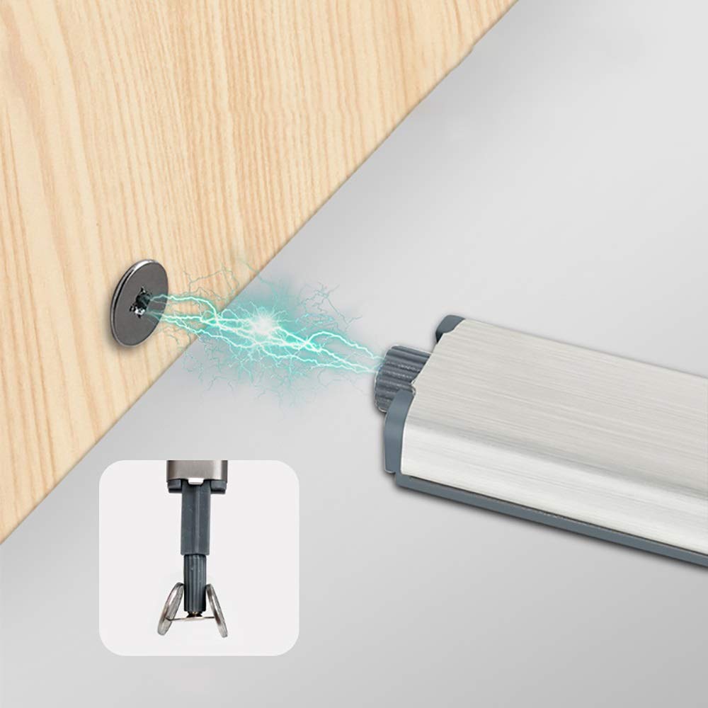 Zestaw zamków elektromagnetycznych do szafek kuchennych i łazienkowych, 4 sztuki, 121 mm, szary