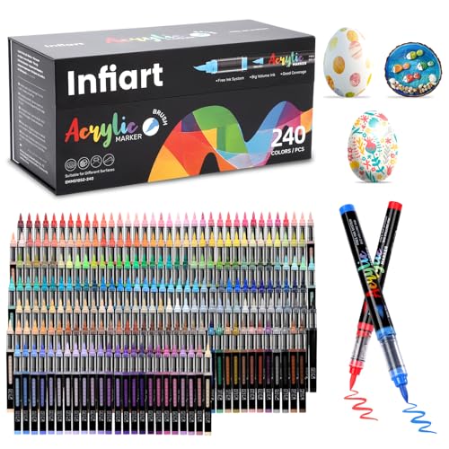 Image of 240 Colors Acrylic Paint Markers, 3X Large Capacity Flexible Tip Paint Pens