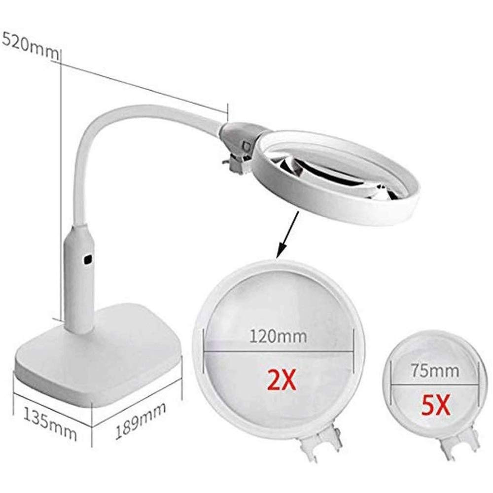 Lupa de Escritorio Recargable con luz LED, 5 aumentos, 10 aumentos, para Personas Mayores, Lectura, inspección electrónica, Reloj, reparación de teléfonos móviles, hermo