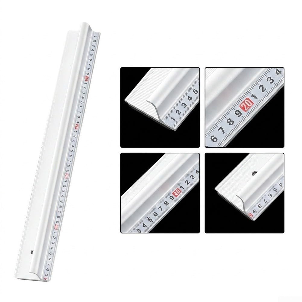 Regla de metal de 50 cm: regla de aluminio resistente con función antideslizante, precisa para arquitectos y artistas, regla plana resistente a los arañazos para trabajos profesionales