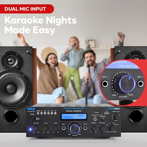 image for Pyle Wireless Bluetooth Power Amplifier System- 200W Dual Channel Soun