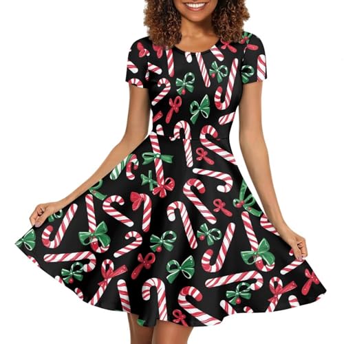 Image of AFPANQZ Womens Casual Summer Lightweight Vintage Dress Short Sleeve Midi Dress Knee-Long Luxury Formal Dress