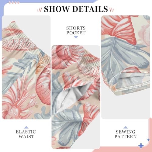 Boys' Pants Coral Seashell Pink Blue Long Bottoms Jogger Pants Elastic Waist Trousers with Pockets S-XL4