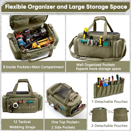 Image of Heavy Duty Tool Bag Organizer with Strong Magnets & Detachable Pouches, Tactical Tool Tote for Men, Multiple Pockets, Anti-Friction Bottom Utility Tool's Bag for Electrician,Mechanic