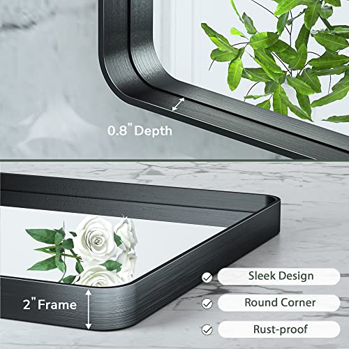 Tokeshimi Black Bathroom Mirror For Wall Vanity Mirror With Non-Rusting Aluminum Alloy Brushed Matte Metal Frame For Modern Minimalist Farmhouse Home Decor (Horizontal/Vertical) (60 X 30 Inch) #TOP3