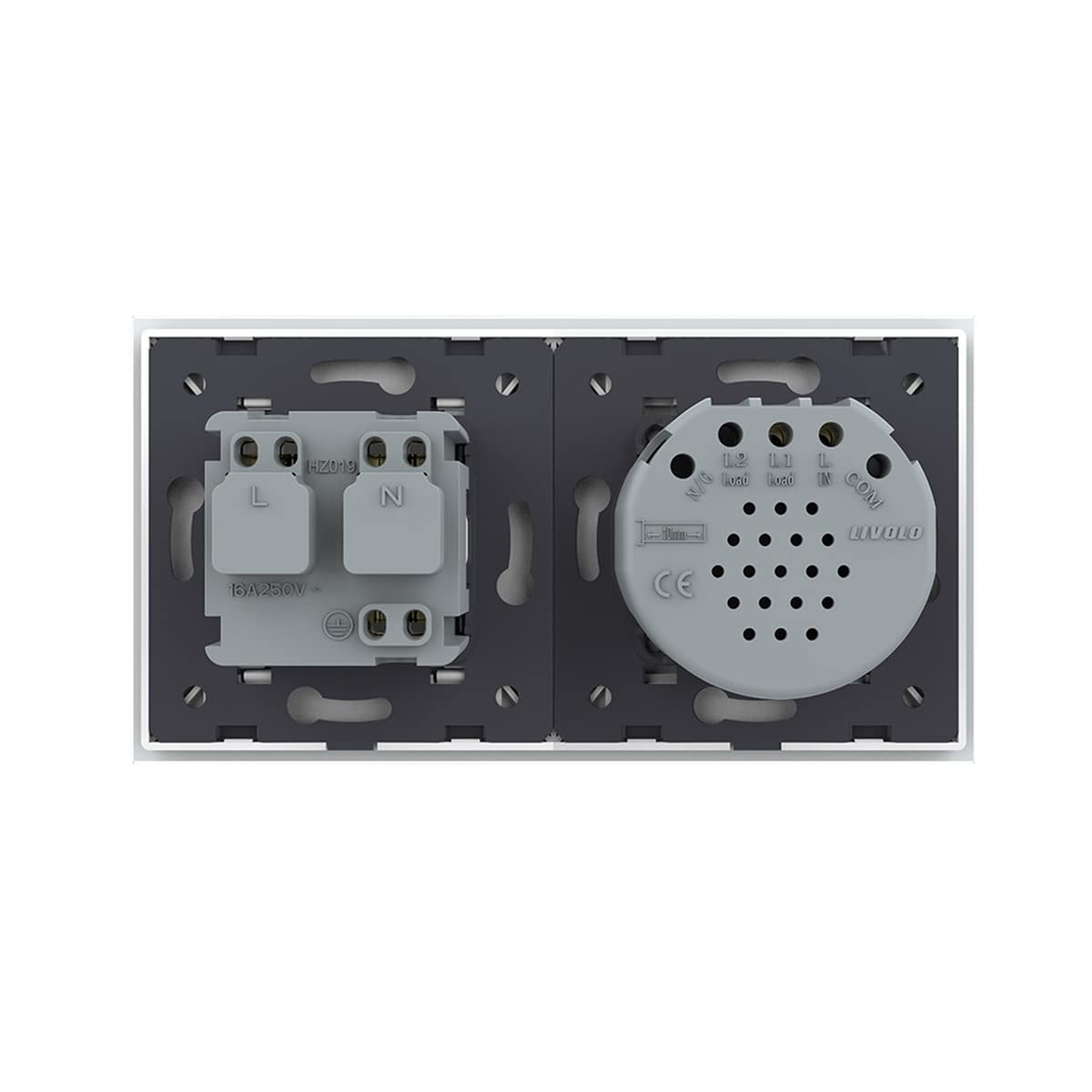 LIVOLO Touch Serienwechselschalter und Steckdose mit Glasrahmen VL-C702S/C7C1EU-11-A Weiß