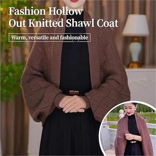Habituatl Fashion Hollow out Knitted Shawl Coat - 2025 New Women's Soft Knitted Shawl, Scarf with Sleeves2