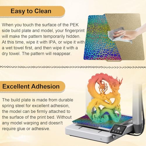 Image of IdeaFormer-3D Smooth Kaleidoscope PEK+Textured PEI Build Plate for Bambu Lab X2D X1 X1C X1E P1P P1S P2S A1, Flexible PEK PEI Bed Plate for Bambu 257x257mm 3D Printer Platform