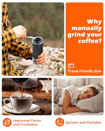 Rsoilch Manual Coffee Grinder With Ceramics Burr For Espresso,French Press,40 Adjustable Settings,Portable Hand Coffee Bean Mill For Home Use and Camping Travel,Coffee Bean Grinders With Hand Crank - Thumbnail 4