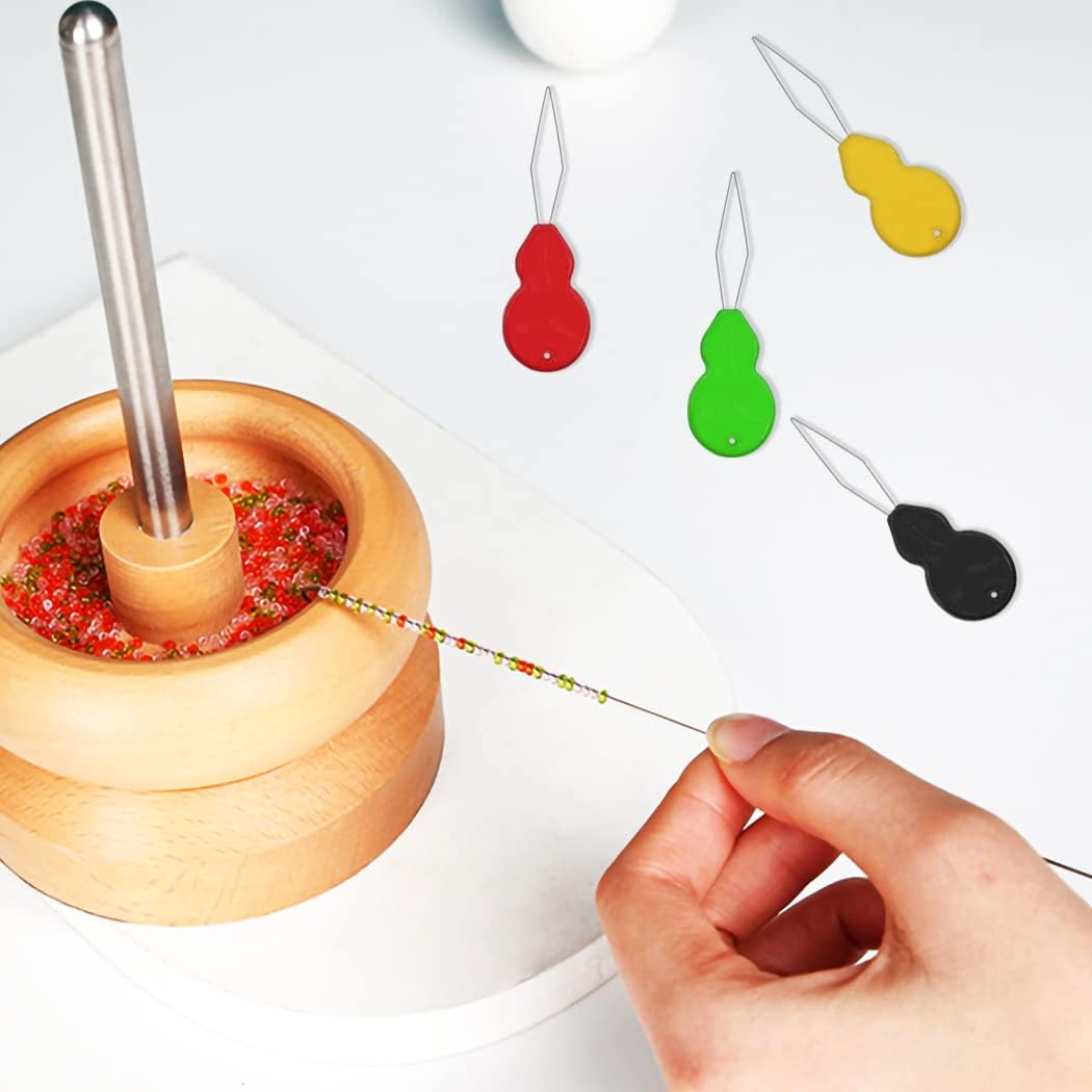 5 Pcs 4 Inch Big Eye Curved Beading Needle + 6 Pcs 7.5 Inches Curved Bead Spinner Needles,10 Pcs Colorful Plastic Needle Threaders,Stainless Sewing Needle for Beading Bracelet Necklace Jewelry Making