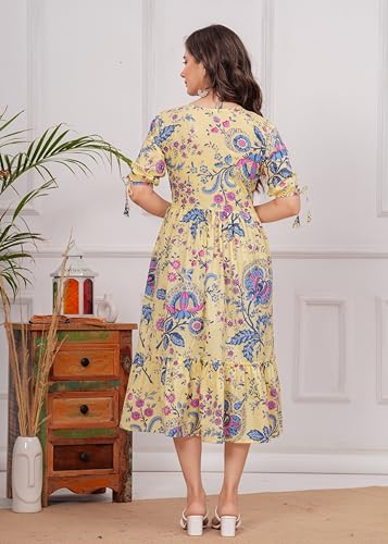 Image of Kuruti B Sheets Women's Cotton Floral Printed Regular Fit Anarkali Kurta for Women