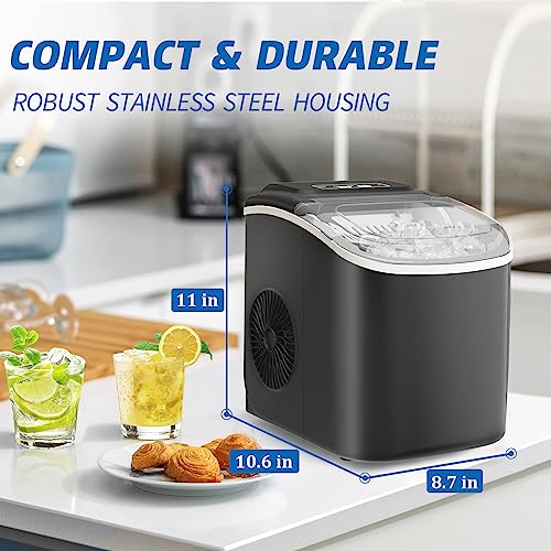 Image of 26LBS Per Day Portable Countertop Ice Maker, Self-Cleaning 2 Sizes of Bullet Ice Machine with Scoop and Basket, 9 Cubes in 6 min,Ideal for Home /Kitchen /Bar /Camping (Home, 26.5LBS /Day)