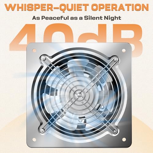 Yrichtra Abluftventilator 150mm Leiser Lüfter 525m³/h ​mit Rücklaufventil, Leistungsstarke Metall Wandventilator, Perfekt für Badezimmer, Küche, Garage Wohnräume und Untergeschoss, Silber