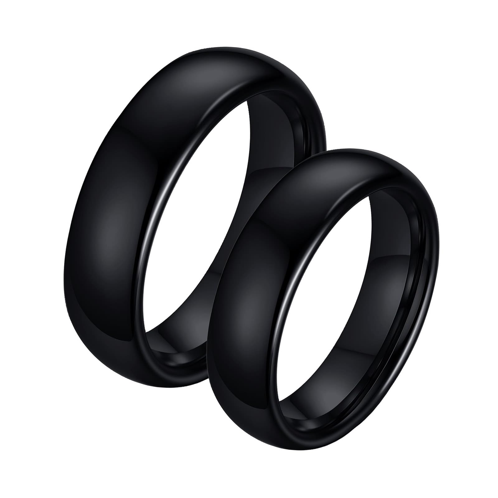 Wycian Alliance Femme Mariage, Alliance en Tungstene Couple 2 Pezzi Bague Noire Polie 6mm Taille Femme 54 Homme 54 Bande Nouvel An