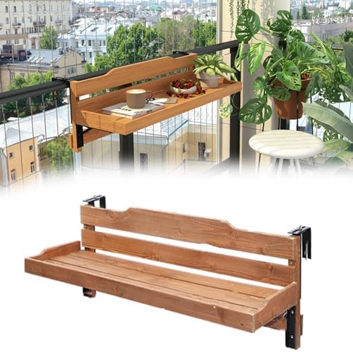 24" 35" 47" Adjustable Outdoor Balcony Hanging Railing Table - Space-Saving Folding Side Table for Decks & Bars (90x30cm/35.4x11.8in)