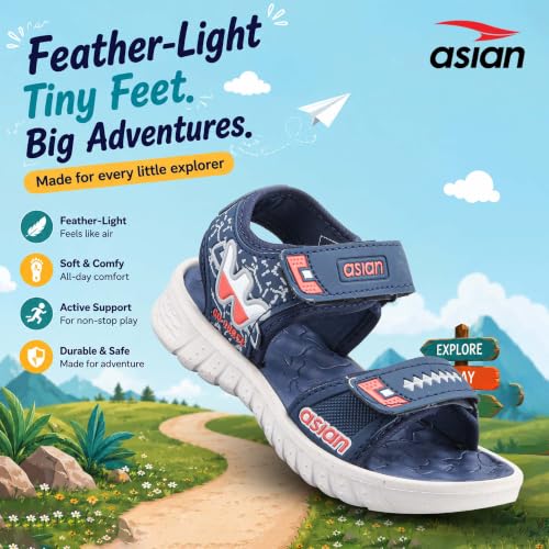 Image of ASIAN Virat Junior-11 Sports Sandals | Soft Cushion Comfort, Adjustable Velcro Fit, Lightweight & Durable | Outdoor Play Sandals for Boys & Girls