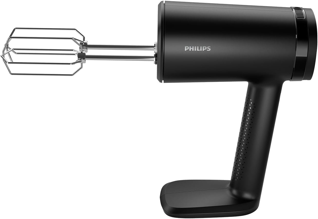 Philips 5000 Batidora de Mano 3 en 1, 500 W, 5 Velocidades, Negro | Batidora eléctrica 3 en 1 con picadora, 500 W, 5 velocidades, antisalpicaduras, almacenamiento inteligente (HR3781/20)