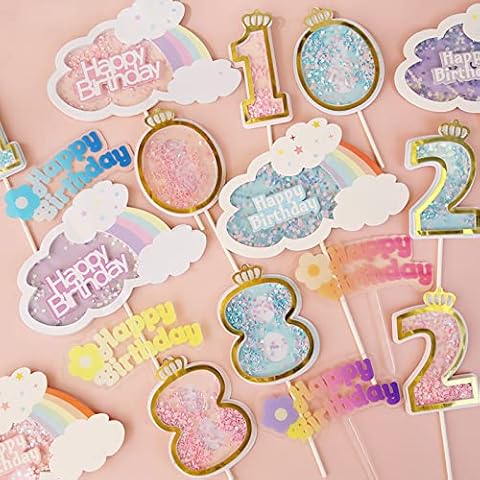 Gafild Cake Toppers Paper Cupcake Toppers Cake Inserts Cake Picks Cake Decoration for Birthday New Year Party Cover