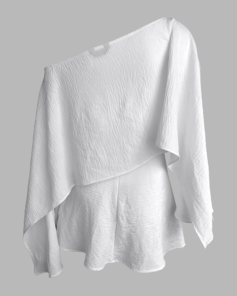 CHICME Women's 3 Piece Summer Outfits Off Shoulder Batwing Sleeve Tops with Bandeau and Skorts Sets Casual Vacation Outfit - Image 7