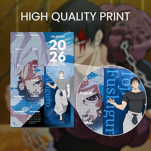 Image of 2026 Anime Wall Calendar 12 x 18 Inch | Toji Inspired Theme | Aesthetic Anime Poster Calendar | Room & Wall Decoration | Premium Print