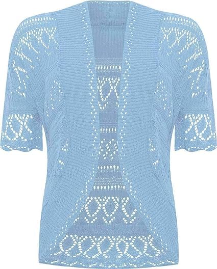 Bolero de punto para mujer en talla 50-52 que disimula hombros con su caída delantera abierta