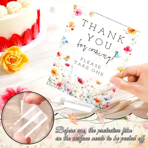 Image of Vercraft 6 Pcs Wildflowers Baby in Bloom Table Decorations | 5 x 7 inch Baby in Bloom Sign, Please Take One Sign, Baby in Bloom Centerpieces for Tables, Centerpieces with Stand