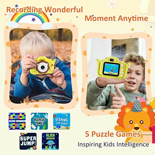 Nidoot Kids Camera, 2023 Upgrade Hd Selfie Kids Digital Camera, Birthday For Girls Boys Age 3-12, Toddler Camera, Camera For Kid With 32Gb Sd Card, Toys For 3 4 5 6 7 8 Girls Boys (Yellow) #TOP4
