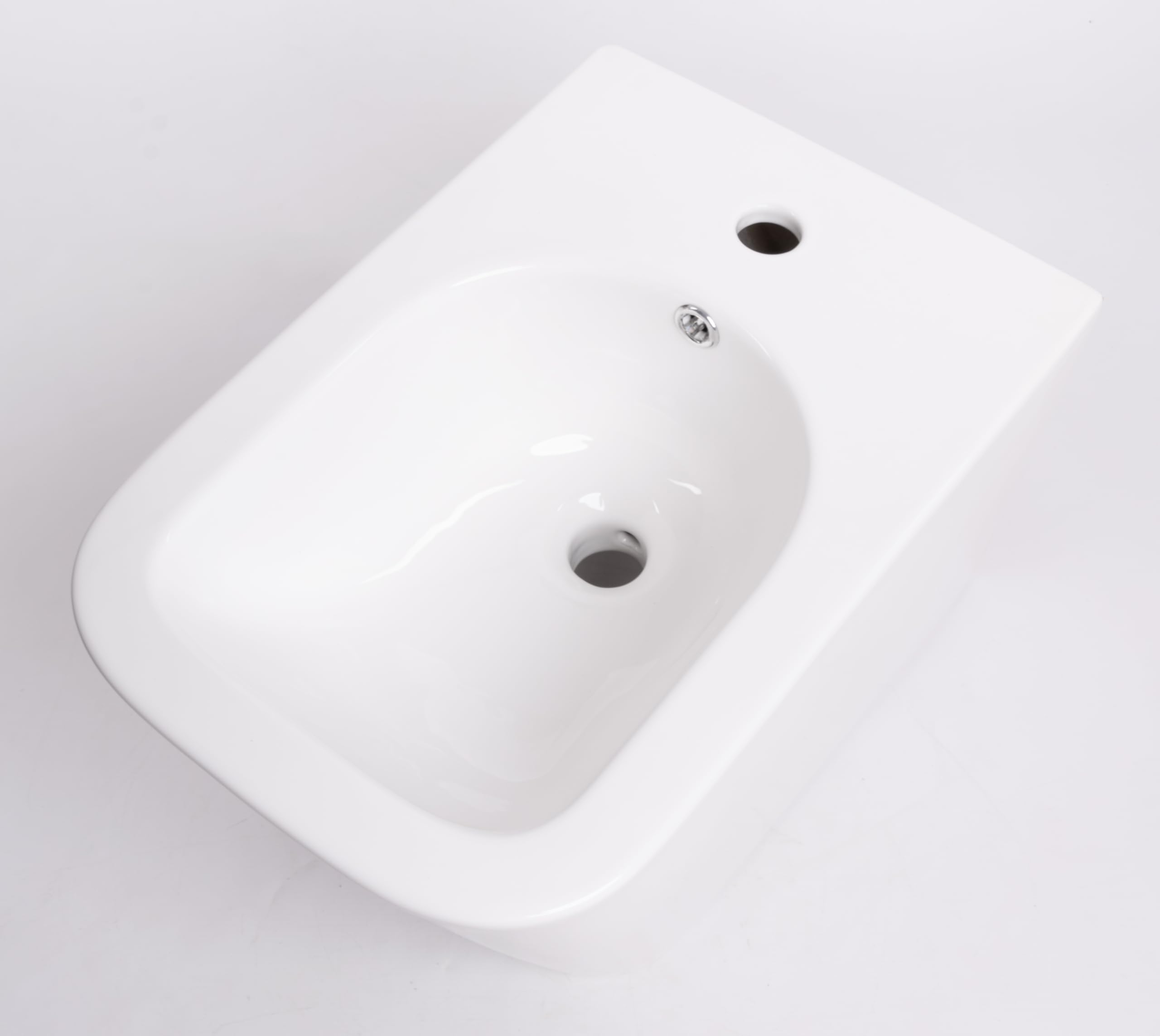 WITIT LX-1067 - Sanitari Sanitario Bidet Bide' Sospeso Senza Bordo Quadrato in Ceramica Bianco a Muro a Parete a Sospensione