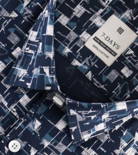 Image of 7-DAYS Men's Premium Printed Shirt - 100% Cotton, Regular Fit, Full Sleeve, with Pocket - Versatile for Formal Occasions and Casual Wear