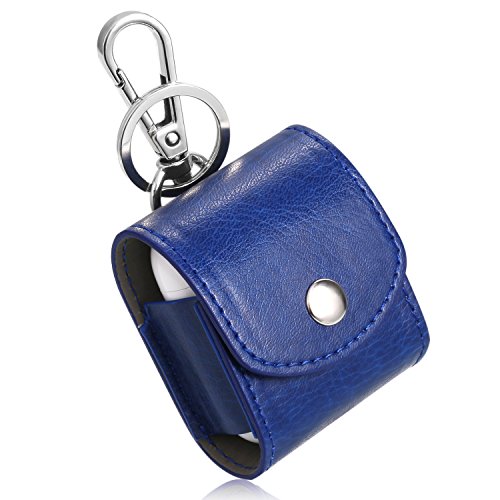 Rosa&Rose Compatible with PU Leather AirPods Case Cover with Keychain for Apple AirPods Charging Case (Blue)