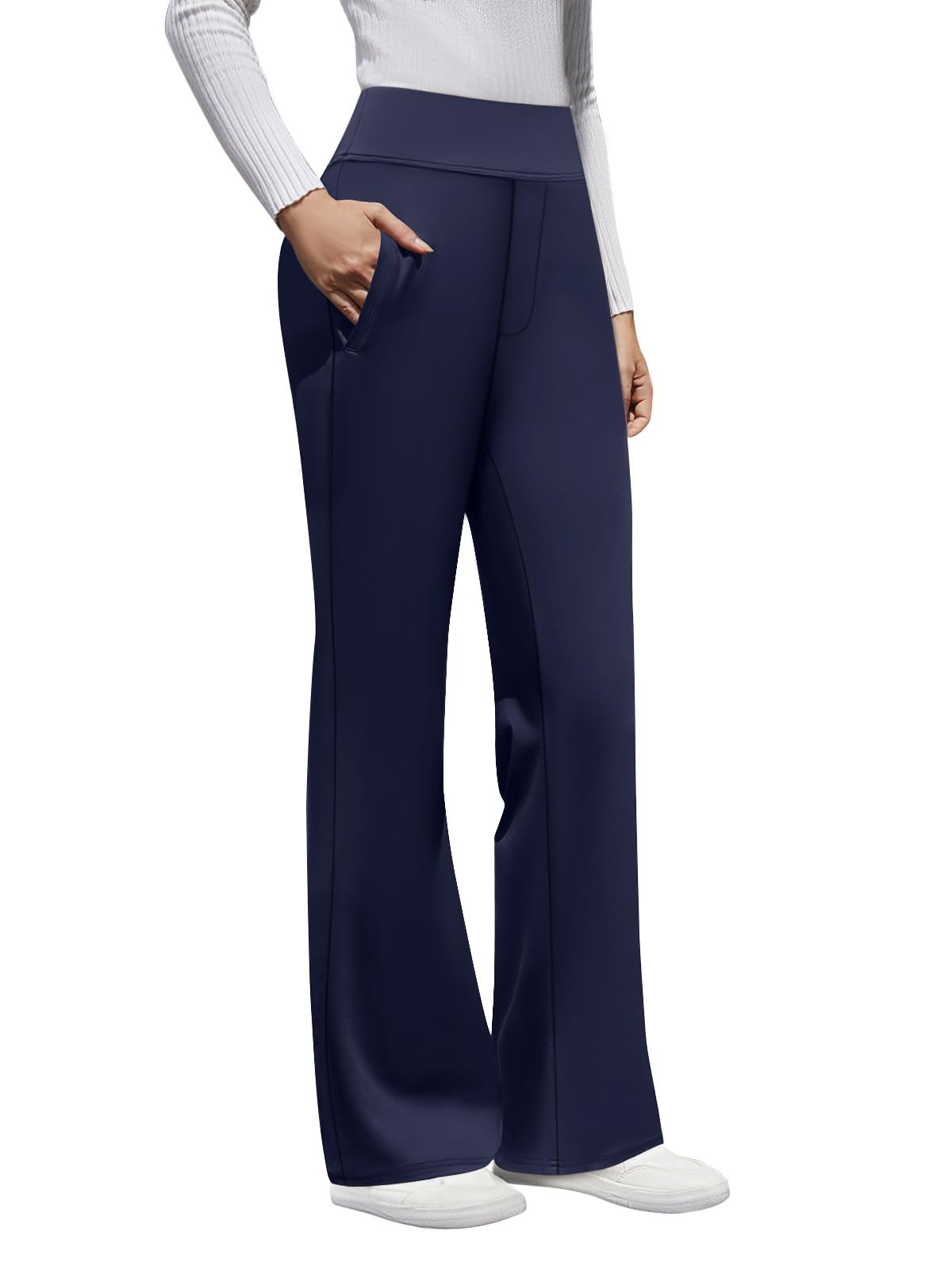 Womens High Waist Dress Pants Business Casual Work Pants Stretchy Bootcut Pull On Slacks Office Trousers with Pockets
