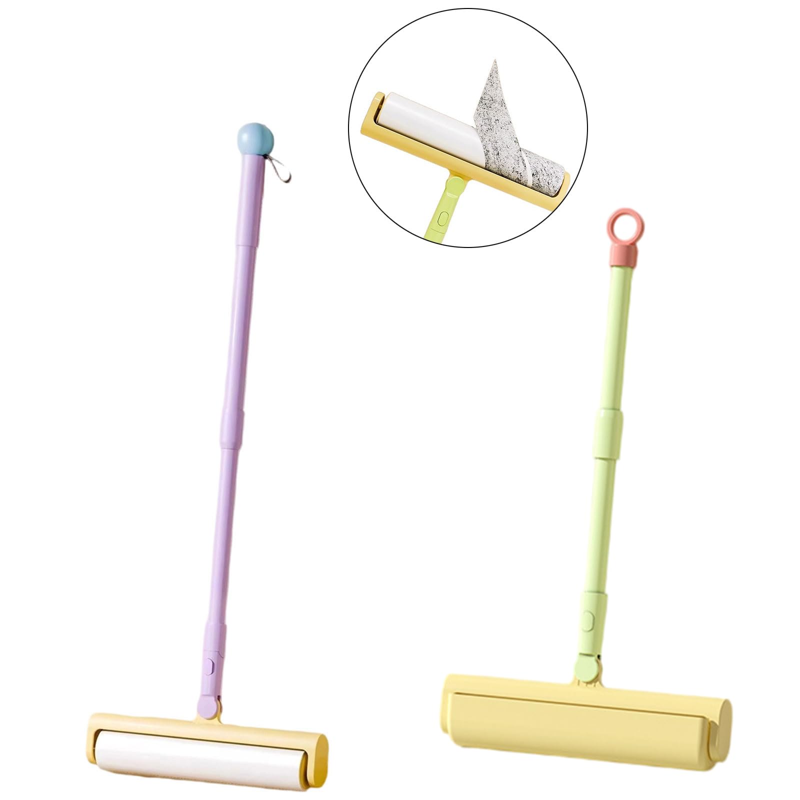 Rodillo de pelusa retráctil, mango extensible, removedor de pelo adhesivo para mascotas en muebles, suelos de coche y alfombras. Rodillo de pelo de mascotas