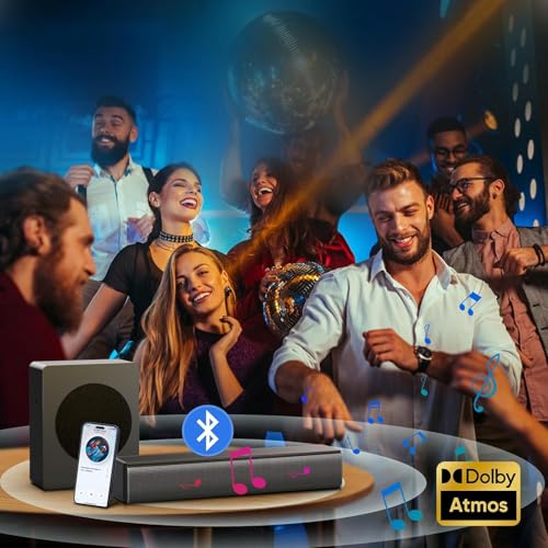 Image of GEOYEAO 2.1 CH Sound bar with Subwoofers, 100W Sound Bar for Smart TV, Dolby Atmos Surround Sound System, Adjustable Home Theater Bluetooth Speaker, for TV /Projector /PC