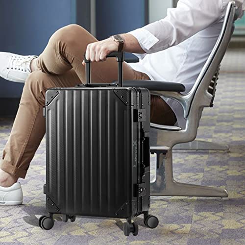 Luggex Aluminum Luggage Carry On, 20 Inch No Zipper Luggage Metal Suitcase, Classy Carbon Fiber Pattern For Elegant Journey (Metal Carry On Luggage) #TOP5