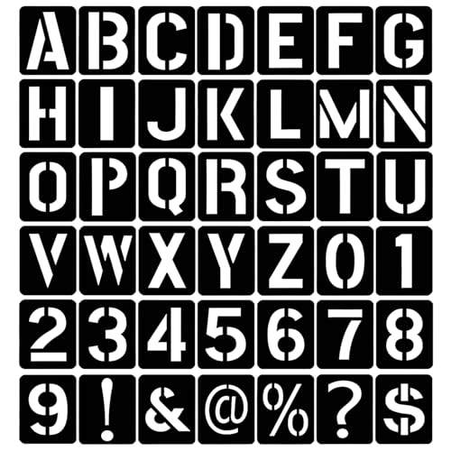 42 Pcs 3 Inch Alphabet Letter Stencils Symbol Numbers Stencils Reusable Plastic Letter Template Set for Drawing on Wood Wall Glass Porch Fabric Rock Sign and Craft Decoration (Black)