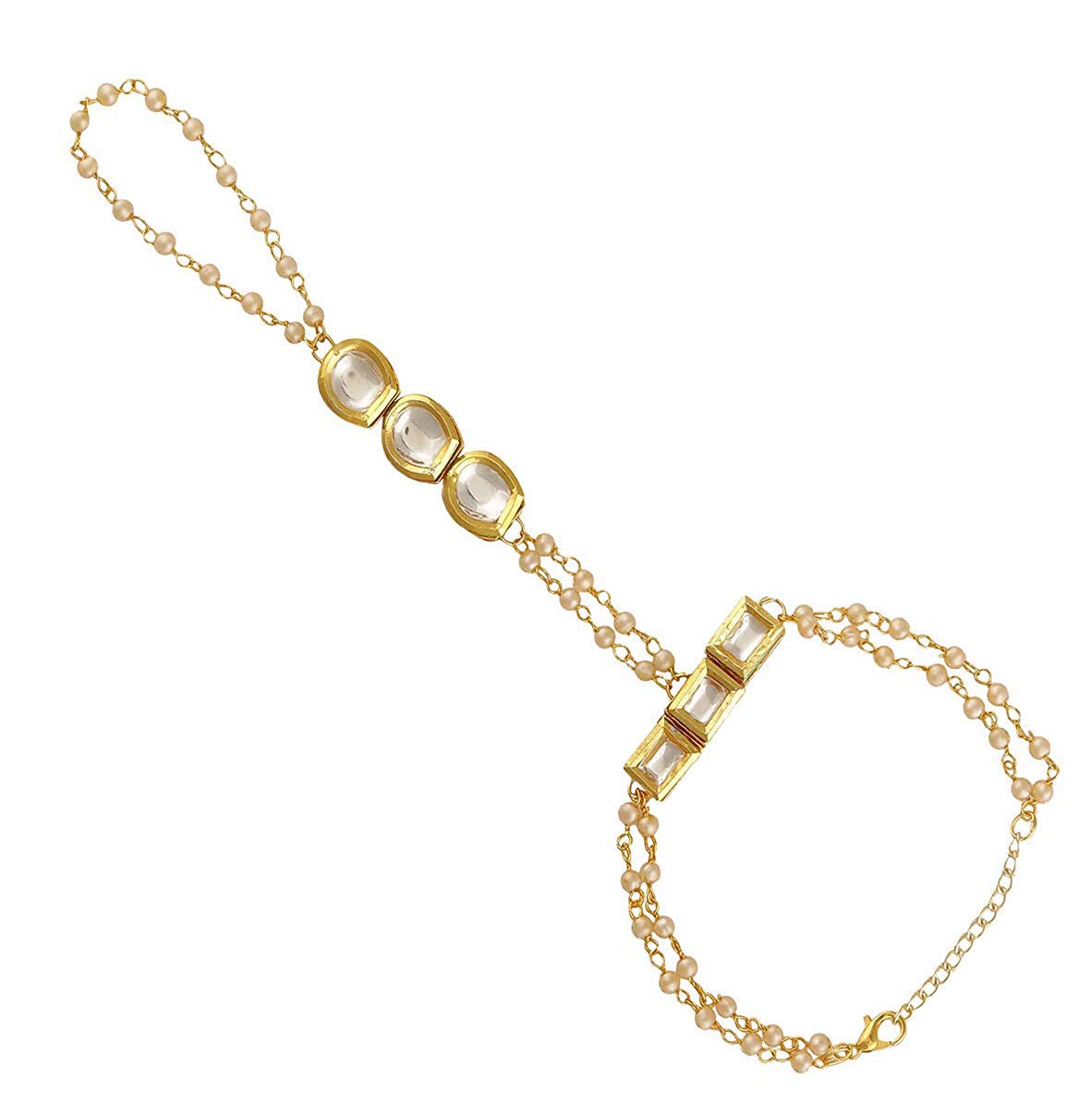 ACCESSHER Gold, Kundan Hathphool/Ring Bracelet For Women (B07BBFV78X) Amazon Price History, Amazon Price Tracker