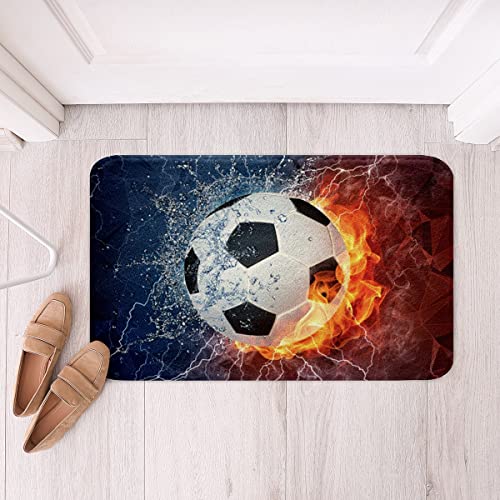 Fußball Mikrofaser Badezimmerteppich Rutschfest Badematte 50x80cm Fußball Muster Hochflor...
