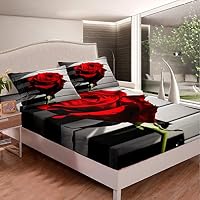 Set Lenzuola Con Angoli Stampa Floreale 3D – Microfibra Spazzolata, Tasche Profonde 30 Cm, King Size (3 Pezzi) Per Ragazze E Donne Romantiche