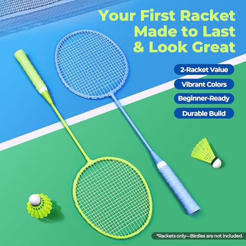 AboveGenius Badminton Rackets Set of 2, Lightweight Badminton Set for Outdoor Backyard Games, Portable Racquet for Family Beginners Adults and Teens - Thumbnail 7