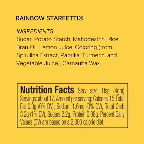 Image of Supernatural Rainbow Starfetti Natural Confetti Sprinkles, Star Shapes, Dye Free, Soy Free, Gluten Free, Vegan, 1lb (Pack of 6)