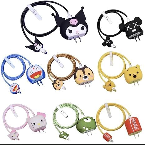 Image of INEFABLE Charger Case Cover Protector with 3D Cute Pattern for iPhone Charger only 18W & 20W, Data Charging Cable Wire Saver Protective Cable Cover Full Protection - Set of 1 (Rich Duck)