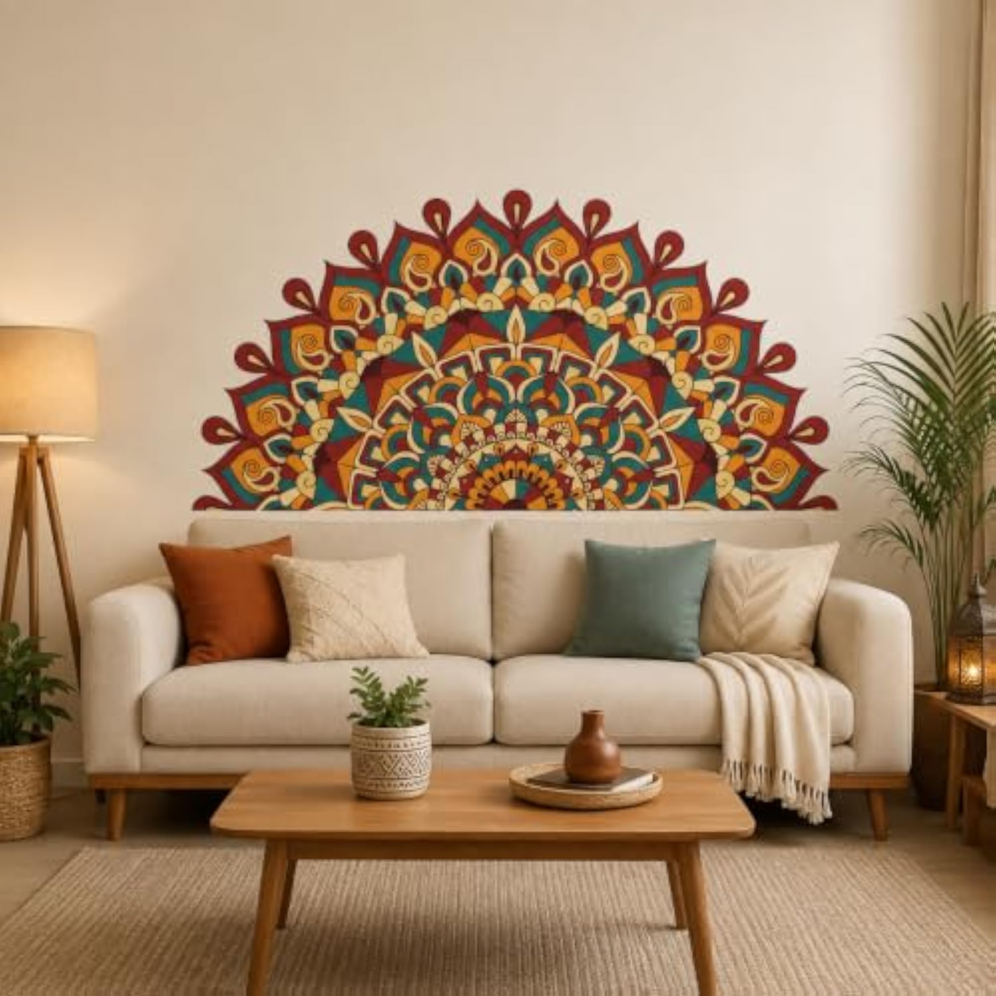 Vindhya Nexus Half Mandala Design Art Wall Stickers