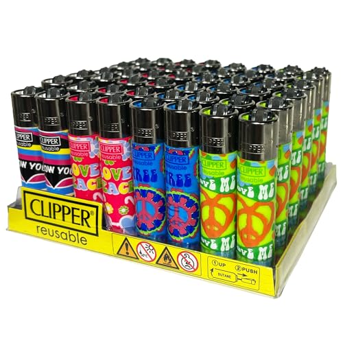 Clipper - Tray of 48 Reusable Lighters - Psychedelic Hippie