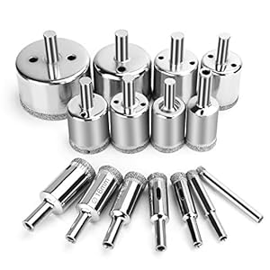 15 Pcs Diamond Drill Bits for Ceramic, Diamond Hole Saw Drill Bit Set Kit, Premium Glass Drill Bit for Bottles,Pots, Marble, Granite Stone, Tile Cutting 0.23 Inch – 2 Inch（6mm – 50mm） YLYL