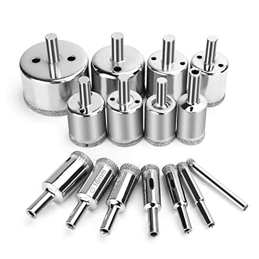 15 Pcs Diamond Drill Bits for Ceramic, Diamond Hole Saw Drill Bit Set Kit, Premium Glass Drill Bit for Bottles,Pots, Marble, Granite Stone, Tile Cutting 0.23 Inch - 2 Inch（6mm - 50mm）YLYL