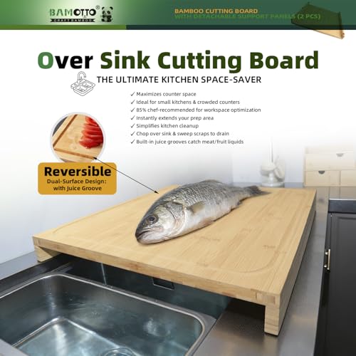 BAMOTTO CRAFTBAMBOO 19.7x22 Inch Large Bamboo Cutting Board Stovetop Cover by BAMOTTO CRAFTBAMBOO - Used condition - Image 5