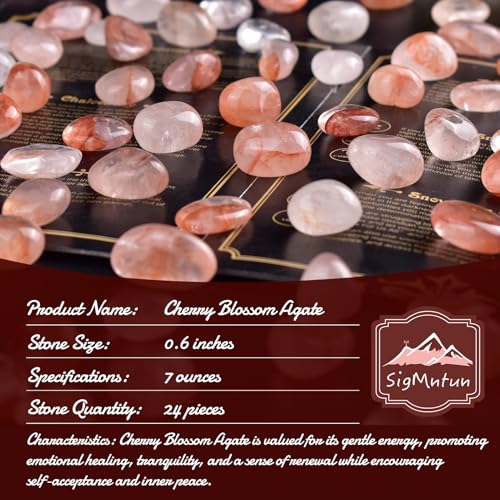Image of Cherry Blossom Agate Healing Crystal Stone Set - 24 Pieces, 0.6 inch Natural & Polished Stones for Healing, Meditation, Reiki, Chakra, Crafting & Decoration