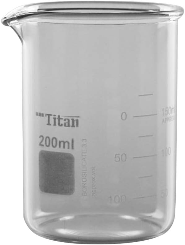 Tansoole Low Form Beaker, Printed Graduations, 200mL Capacity, Pack of 12