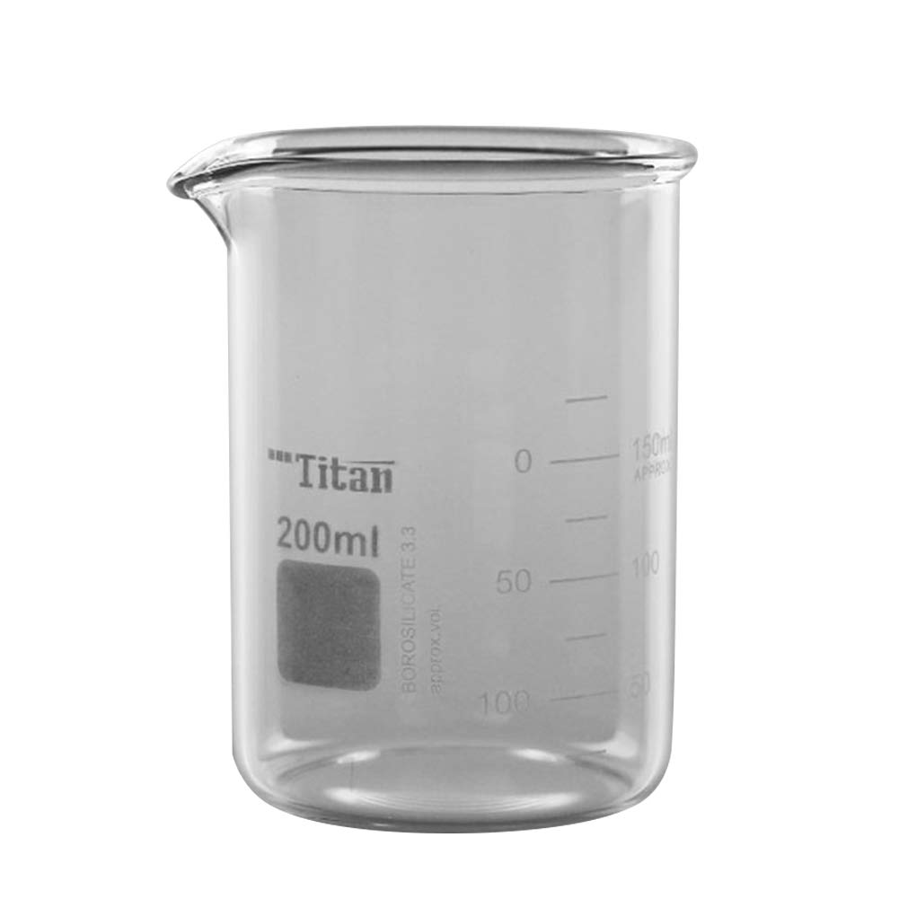 Tansoole Low Form Beaker, Printed Graduations, 200mL Capacity, Pack of 12