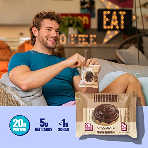 Legendary Foods 10053 High Protein Snack - Chocolate Sweet Roll, 20 Gr Protein Bar Alternative, Low Carb Food, Low Sugar - Gluten Free Keto Breakfast Snacks thumb #1